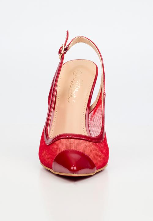 Miss Black - Lola 82 mesh gold chain slingback heel - red