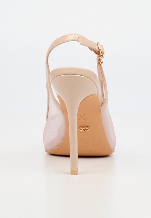 Miss Black - Lola 82 mesh gold chain slingback heel - natural