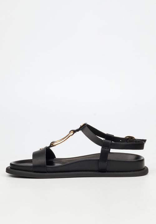 Miss Black - Polpetta 4 gold trim sandal - black