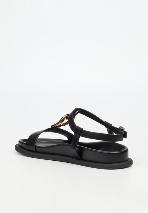 Miss Black - Polpetta 4 gold trim sandal - black