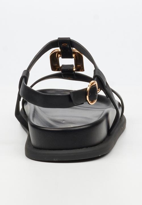 Miss Black - Polpetta 4 gold trim sandal - black