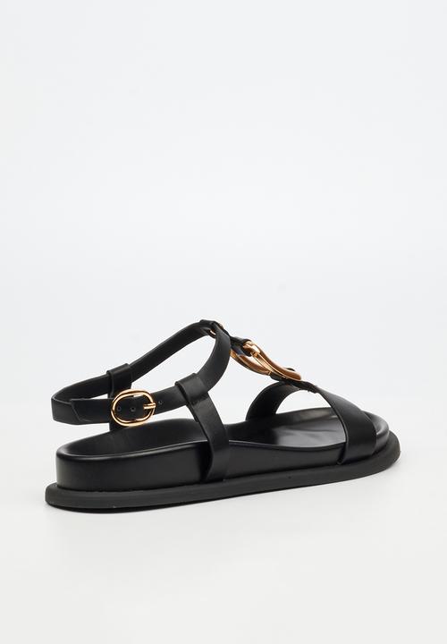 Miss Black - Polpetta 4 gold trim sandal - black