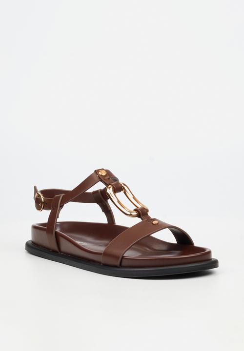 Miss Black - Polpetta 4 gold trim sandal - chocolate