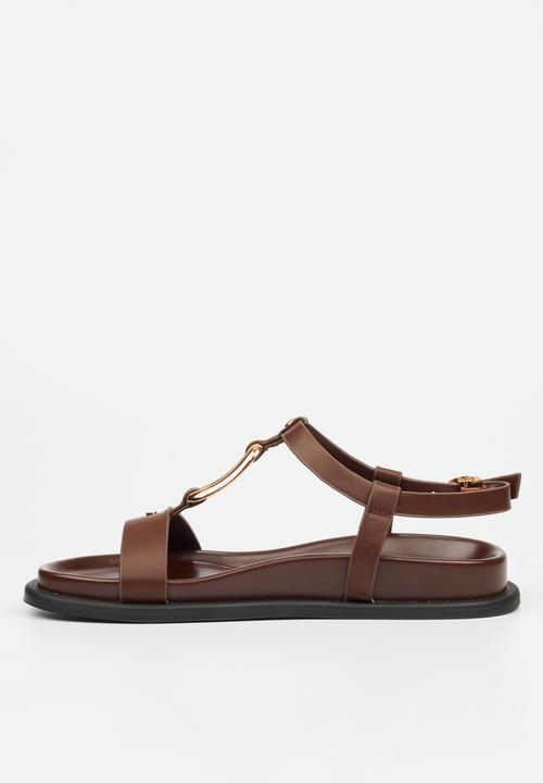 Miss Black - Polpetta 4 gold trim sandal - chocolate