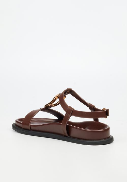 Miss Black - Polpetta 4 gold trim sandal - chocolate