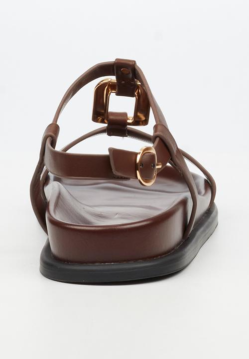 Miss Black - Polpetta 4 gold trim sandal - chocolate
