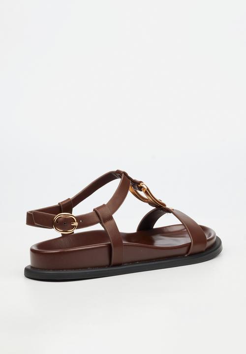 Miss Black - Polpetta 4 gold trim sandal - chocolate
