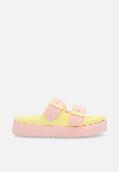 Pop Candy - Colour block platform slides - pink/multi