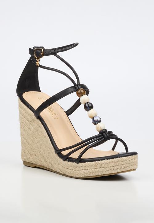 Miss Black - Portia 1 beaded strappy wedge - black