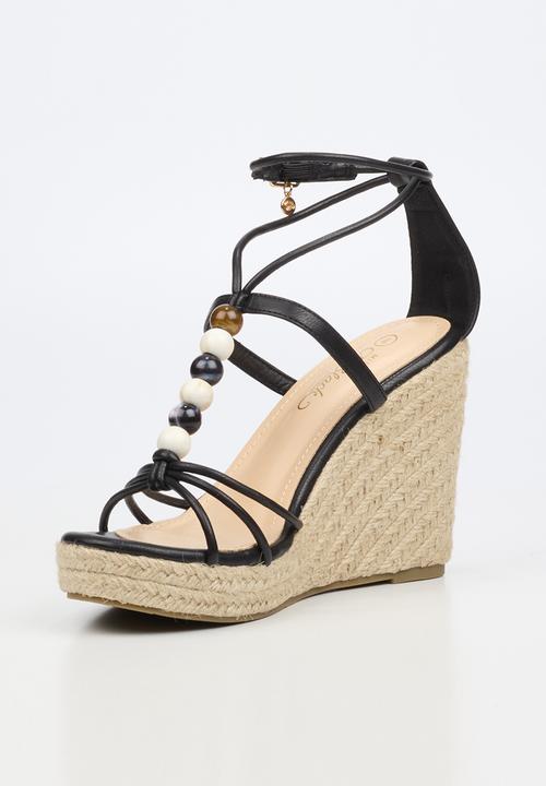 Miss Black - Portia 1 beaded strappy wedge - black