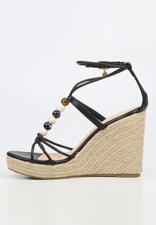 Miss Black - Portia 1 beaded strappy wedge - black