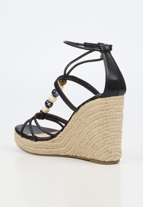 Miss Black - Portia 1 beaded strappy wedge - black