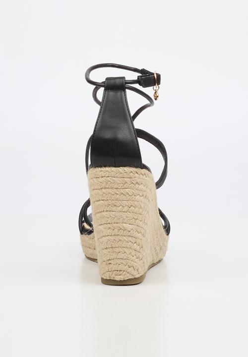 Miss Black - Portia 1 beaded strappy wedge - black