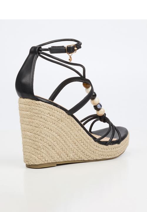 Miss Black - Portia 1 beaded strappy wedge - black