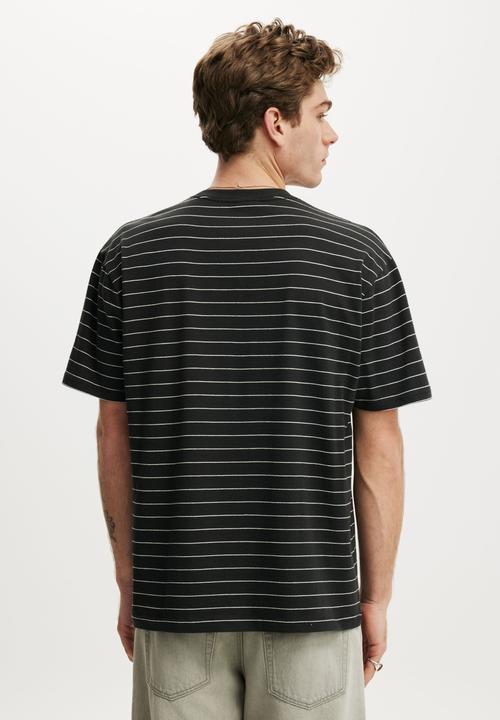 Cotton On - Everyday Fit T-shirt - Washed Black/Vintage White Stripe