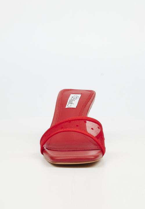 Miss Black - Serita 2 polka-dot mesh heel - red