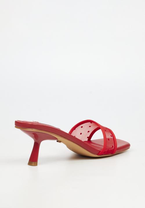 Miss Black - Serita 2 polka-dot mesh heel - red