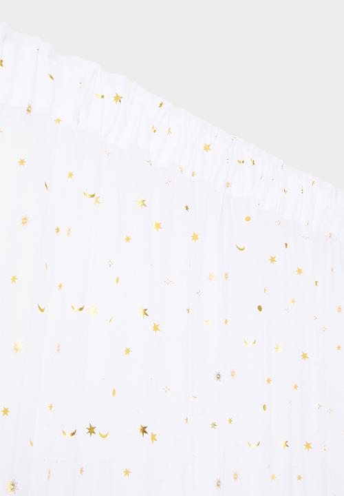 Sixth Floor - Sheer Taped Curtain - White & Gold