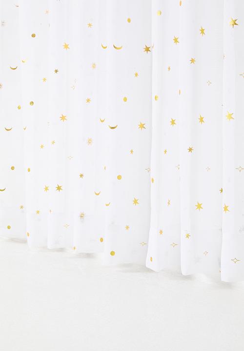 Sixth Floor - Sheer Taped Curtain - White & Gold