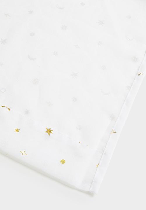 Sixth Floor - Sheer Taped Curtain - White & Gold
