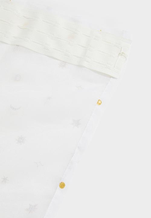 Sixth Floor - Sheer Taped Curtain - White & Gold