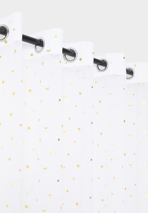Sixth Floor - Sheer Eyelet Curtain - White & Gold