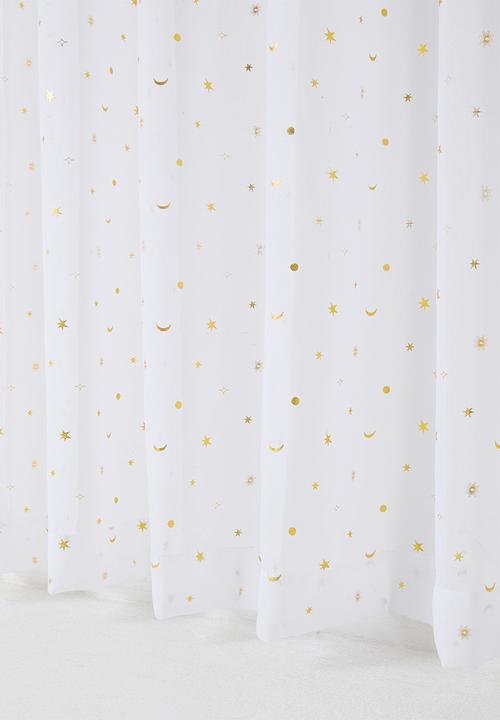 Sixth Floor - Sheer Eyelet Curtain - White & Gold