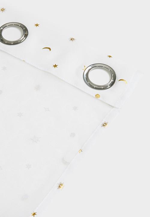 Sixth Floor - Sheer Eyelet Curtain - White & Gold