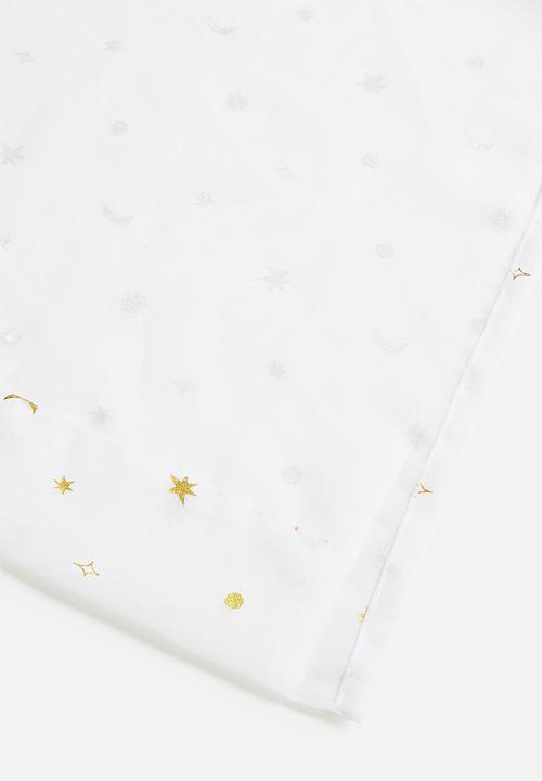 Sixth Floor - Sheer Eyelet Curtain - White & Gold