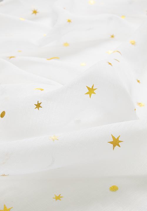 Sixth Floor - Sheer Eyelet Curtain - White & Gold