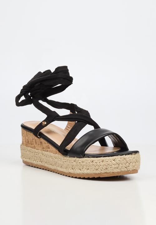 Miss Black - Steffi 14 strappy wedge - black