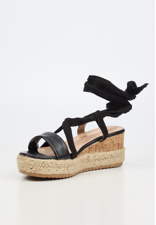 Miss Black - Steffi 14 strappy wedge - black