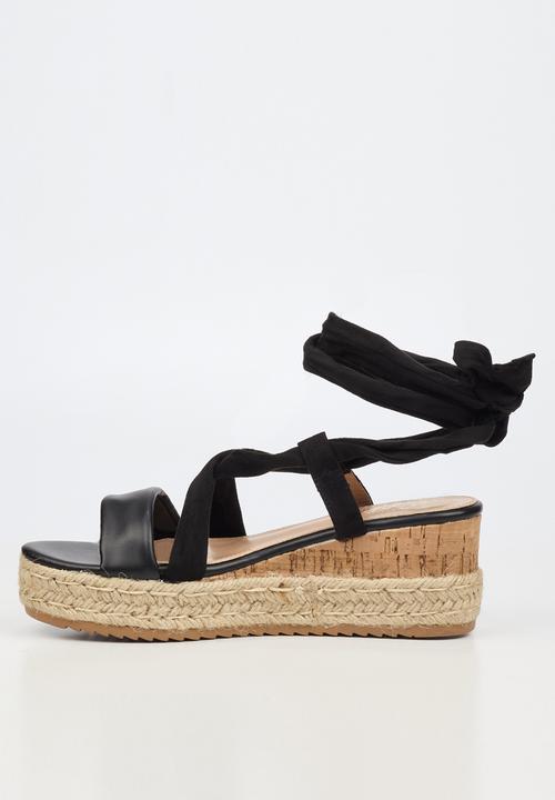 Miss Black - Steffi 14 strappy wedge - black