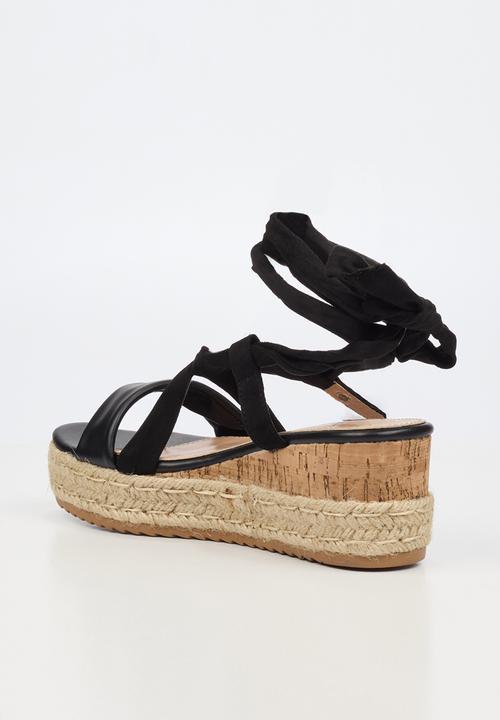 Miss Black - Steffi 14 strappy wedge - black