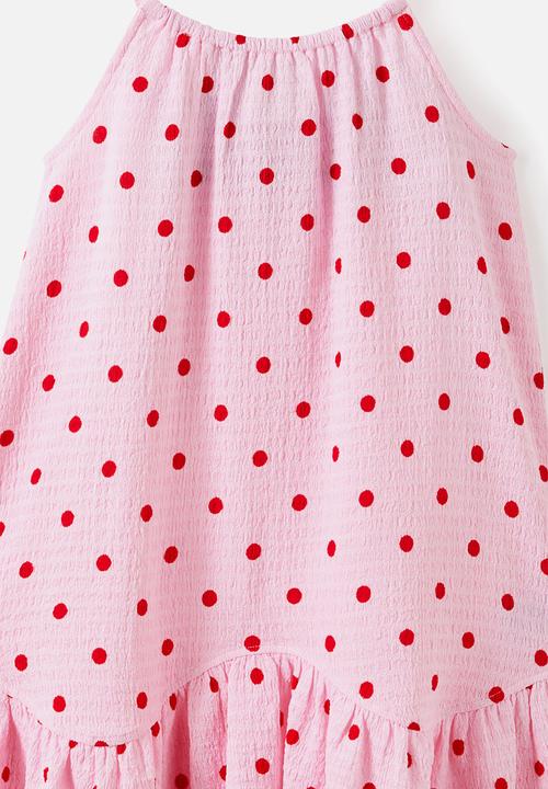 Cotton On - Hazel Scalloped Sleeveless Dress - Ballet Pink/Varsity Red Polkadot