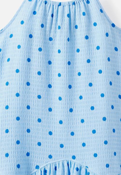 Cotton On - Hazel Scalloped Sleeveless Dress - Cloud Blue/Harbour Blue Polkadot