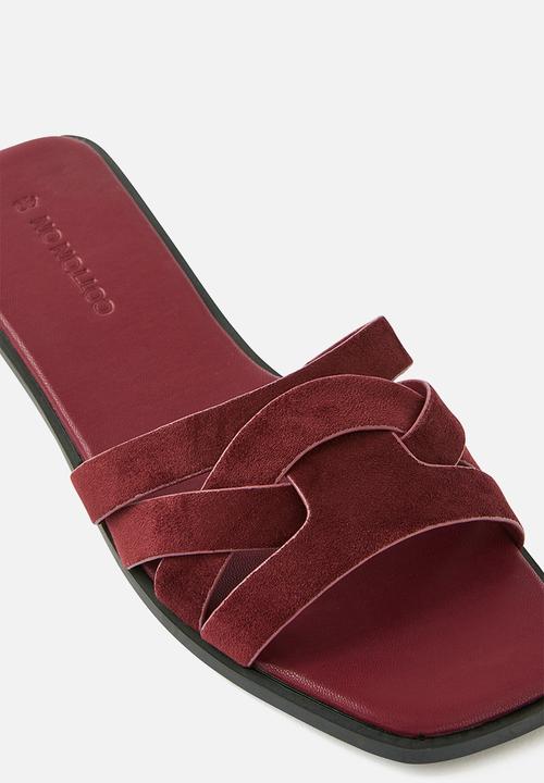 Cotton On - Bella slide - burgundy faux suede