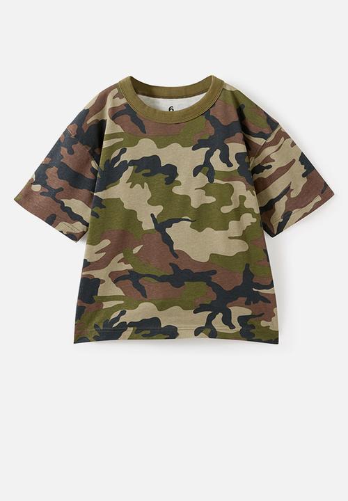 Cotton On - 3 Pack Short Sleeve Essential Tee - Camo/ Phantom/ Rainy Day