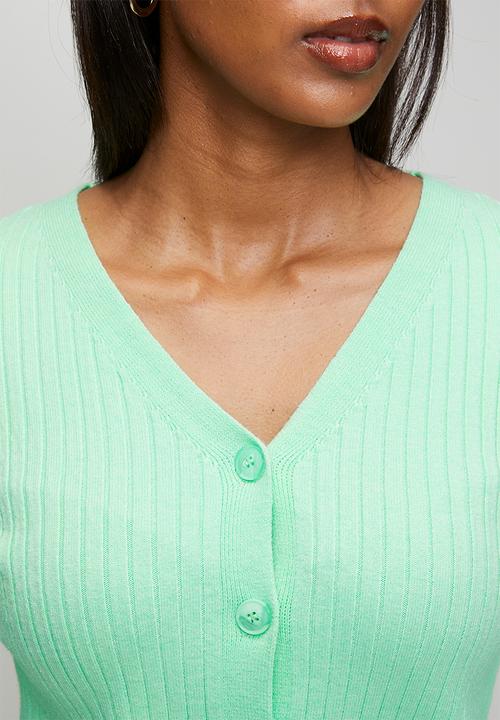 Stella Morgan - 3/4 Sleeve V-Neck Button Through Cardi With Scallop Hem - Mint