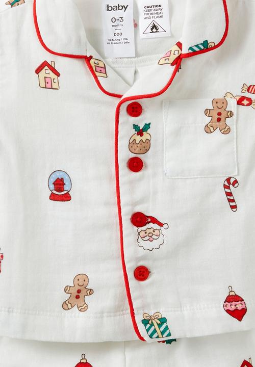 Cotton On - Baby Woven Family Xmas Pj Set - Vanilla/Everything Christmas