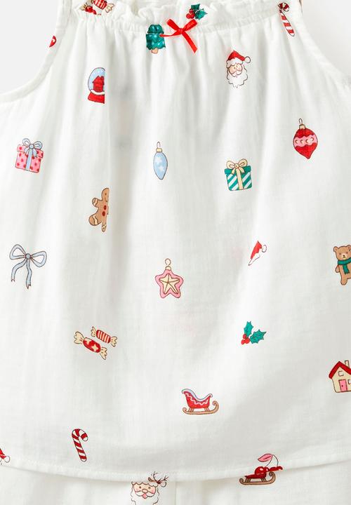 Cotton On - Kids Babydoll Family Xmas Pj Set - Vanilla/Everything Christmas