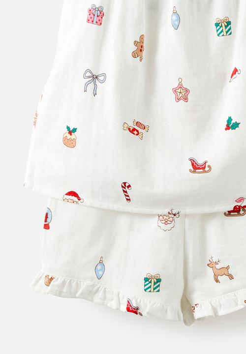 Cotton On - Kids Babydoll Family Xmas Pj Set - Vanilla/Everything Christmas