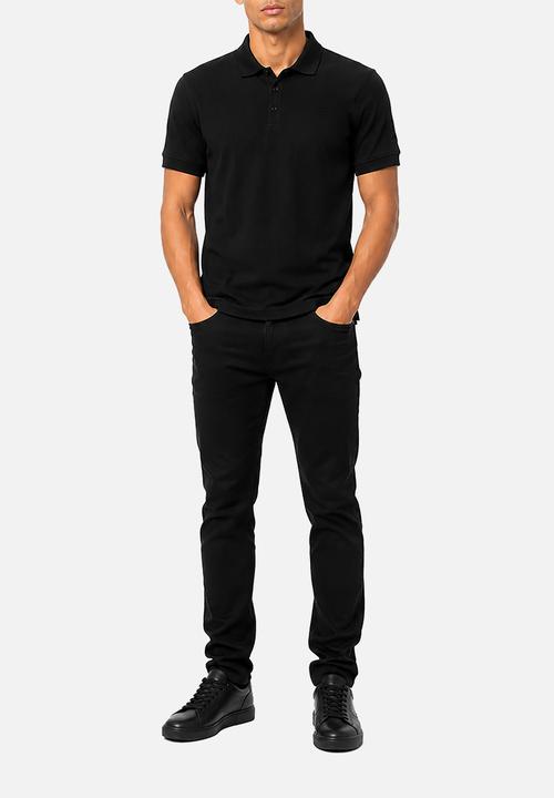 POLO - Mens pjc ss applique logo golfer - black