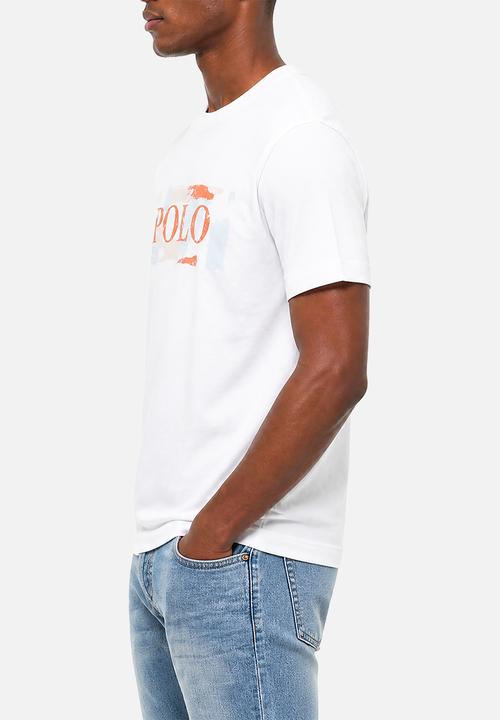 POLO - Mens abstract logo ss tee - white