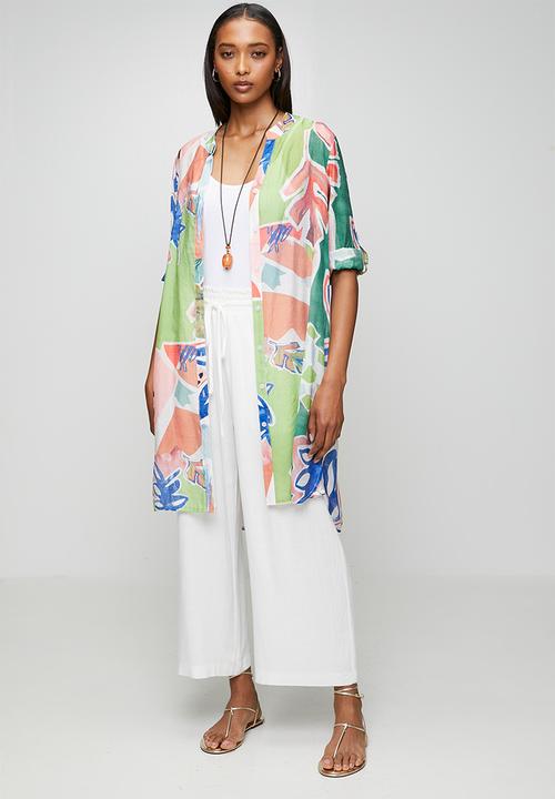 Izabel London - L/S Button Through High Low Sheer Printed Blouse - Assorted