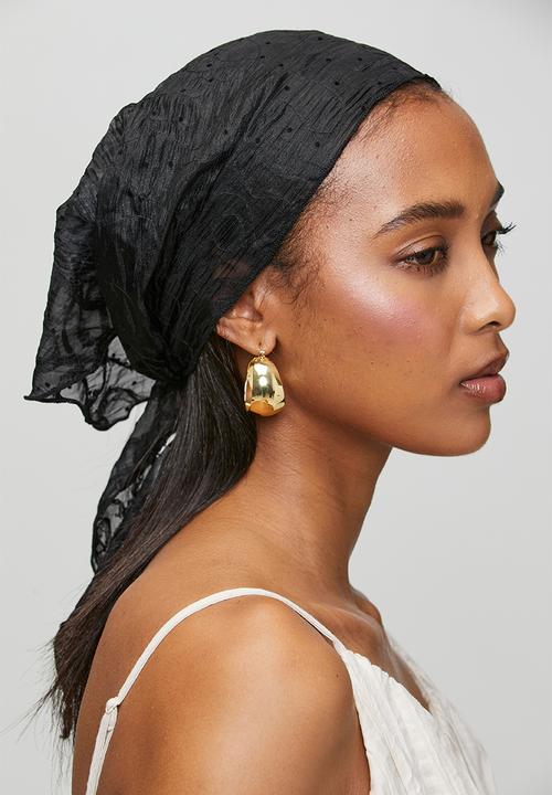 Tessa Design - Noor Sheer Headscarf With Tectured Pattern - Black