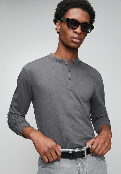 Only & Sons - Benne Henley Reg Ls Tee Vd - Grey Pinstripe