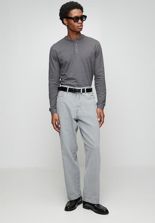Only & Sons - Benne Henley Reg Ls Tee Vd - Grey Pinstripe