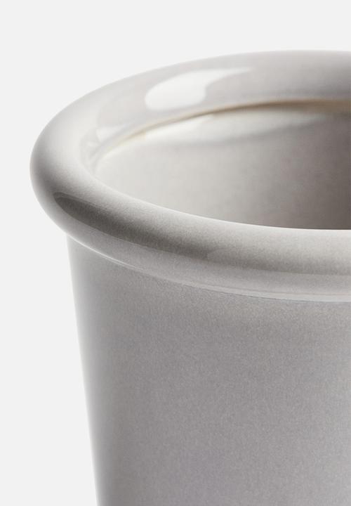 H&M - Extra-small stoneware plant pot with saucer - light grey
