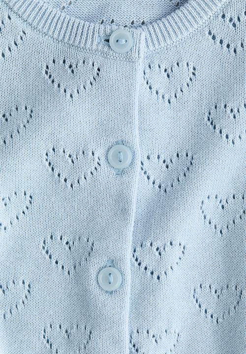 H&M - Pattern-knitted cotton cardigan - light blue/hearts